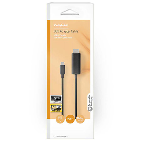 CCGB64655BK20 - Câble USB C/HDMI 2m Nedis
