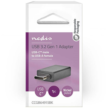 CCGB64915BK - Adaptateur USB A femelle/USB C mâle Nedis