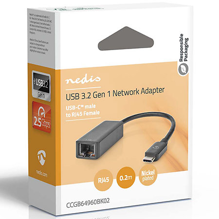 CCGB64960BK02 - Adaptateur USB C/RJ45 Nedis