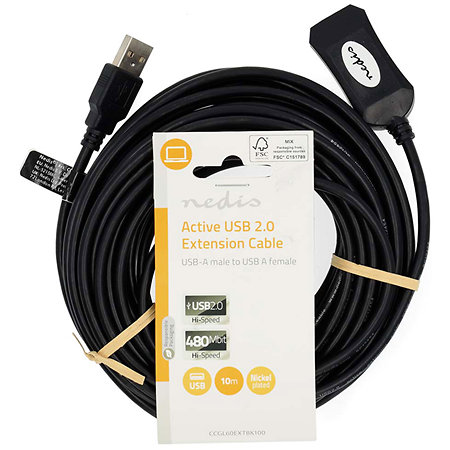 CCGL60EXTBK100 - Câble USB A mâle/femelle 10m Nedis