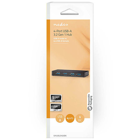UHUBU3420BK - Hub USB alimenté Nedis