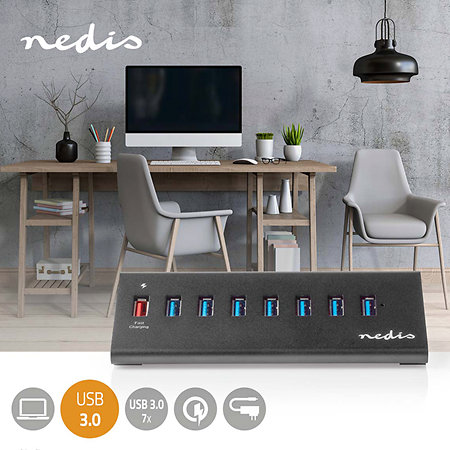 UHUBUP3810BK - Hub USB alimenté Nedis