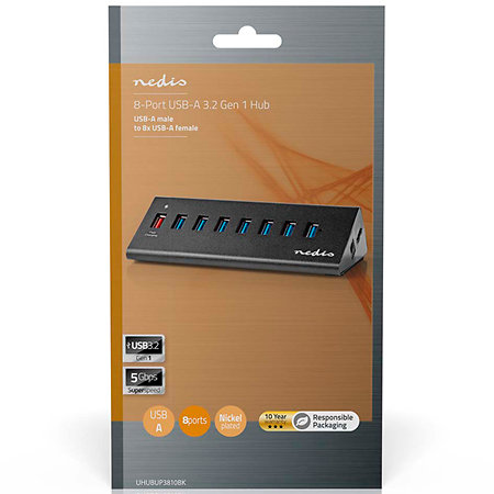 UHUBUP3810BK - Hub USB alimenté Nedis