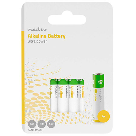 Nedis BAAKLR034BL - Pack de 4 Piles alcalines LR03 / AAA