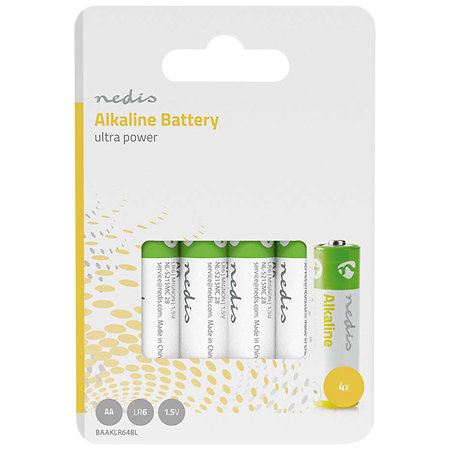 Nedis BAAKLR64BL - Pack de 4 Piles alcalines LR6 / AA