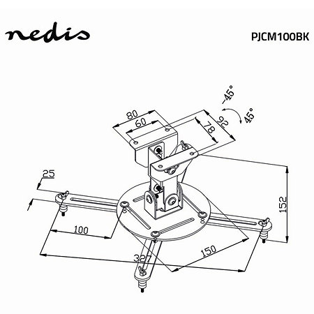 PJCM100BK - Support plafond vidéoprojecteur Nedis