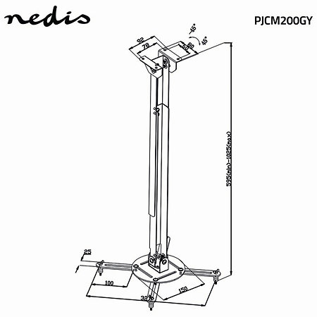 PJCM200GY - Support plafond vidéoprojecteur Nedis
