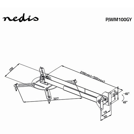 PJWM100GY - Support mural vidéoprojecteur Nedis