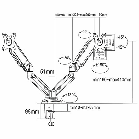 MMDOSGS110BK - Support double moniteur Nedis