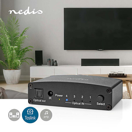 Nedis ASWI2514BK - Commutateur audio numérique 4 vers 1