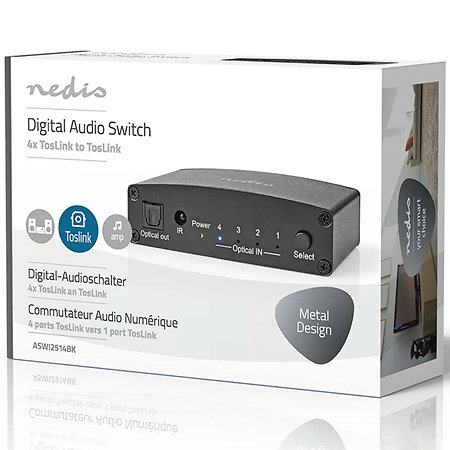 ASWI2514BK - Commutateur audio numérique 4 vers 1 Nedis