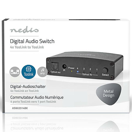 ASWI2514BK - Commutateur audio numérique 4 vers 1 Nedis