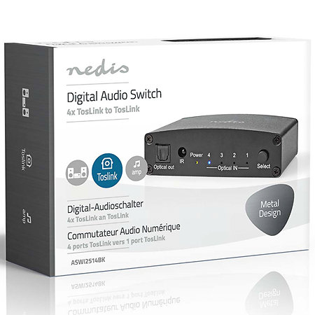 ASWI2514BK - Commutateur audio numérique 4 vers 1 Nedis