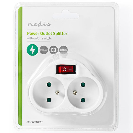 PSSPL202SEWT - Bloc multiprise 2 Switch Nedis