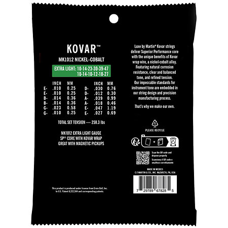 Kovar MK1012 12 String Extra Light 10-47 Martin Strings