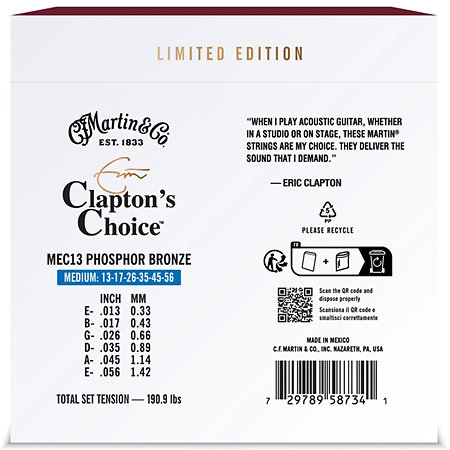 MEC13-LTD Eric Clapton Phosphore Bronze Medium 13-56 Martin Strings