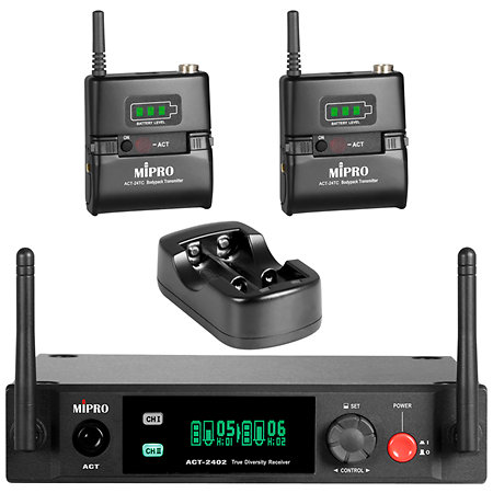 Pack 2x MU-55HN + 2x ACT-24TC Lithium + ACT-2402 + MP-80 Mipro
