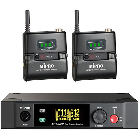 Pack 2x MU-55L + 2x ACT-24TC Lithium + ACT-2402 + MP-80 Mipro