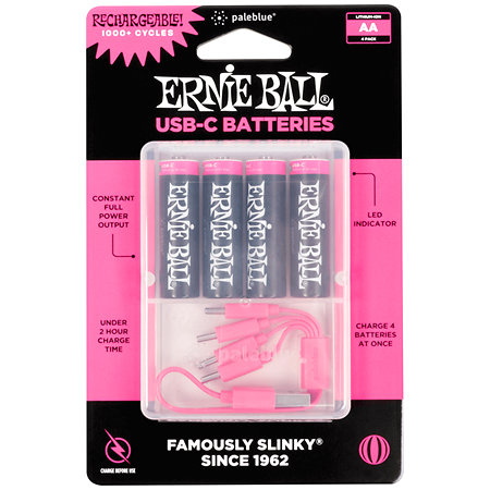 Ernie Ball 9643 Pile AA Rechargeable via USB-C Lithium-ion Lot de 4