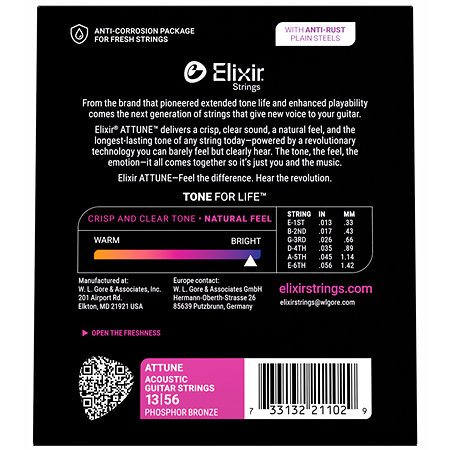 21102 Attune Phosphor Bronze Acoustic Medium 13-56 Elixir