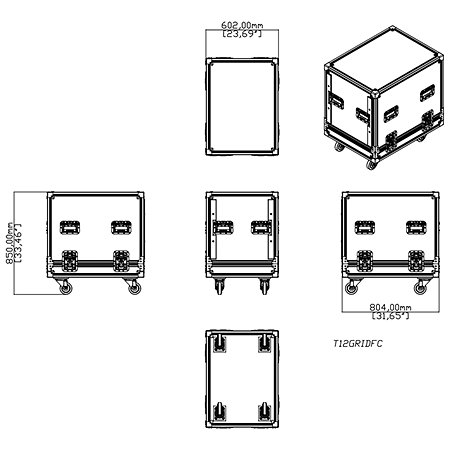 T12GRIDFC Flightcase pour fixations d'enceinte T12 Martin Audio