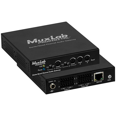 MuxLab 500765 - Passerelle Dante 4 canaux PoE