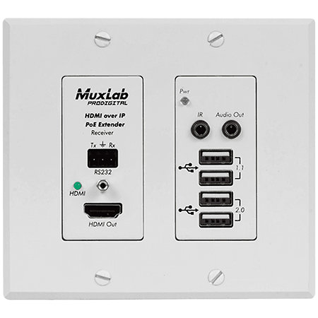 MuxLab 500777 RX - Récepteur mural HDMI/USB 4K sur IP
