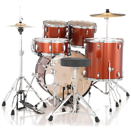 RSS525SCC-749 Roadshow Rock 5 fûts 22'' Burnt Orange Sparkle + Hardware + 2 cymbales Sabian Pearl