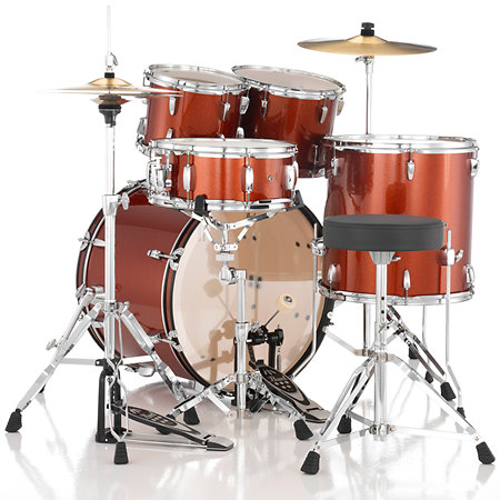 RSS525SCC-749 Roadshow Rock 5 fûts 22'' Burnt Orange Sparkle + Hardware + 2 cymbales Sabian Pearl