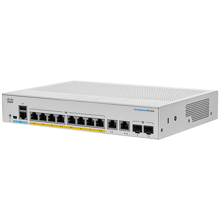 MuxLab 500995 - Switch 8 ports Gigabit POE préconfiguré (CBS350-8P-E-2G)