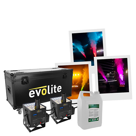 Evolite Pack FogShot Co2 (la paire) + Flightcase + Liquide