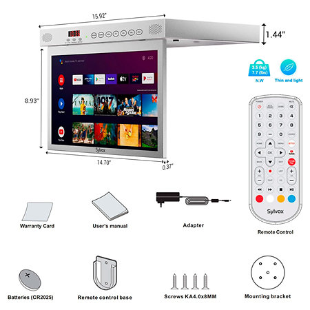 15.6" Kitchen TV Silver Sylvox