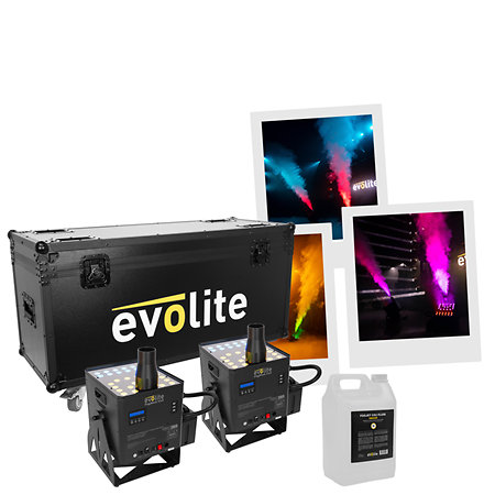 Evolite Pack FogShot Co2 (la paire) + Flightcase + Liquide