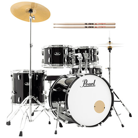 Pack Roadshow Fusion 20'' 5 fûts Jet Black + Baguettes Pearl