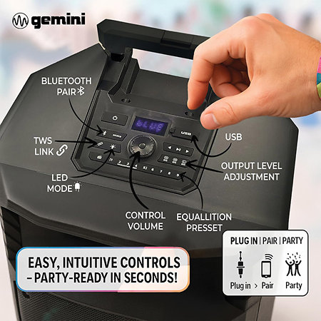 GXP-T1500 Bluetooth Party Tower Speaker Gemini