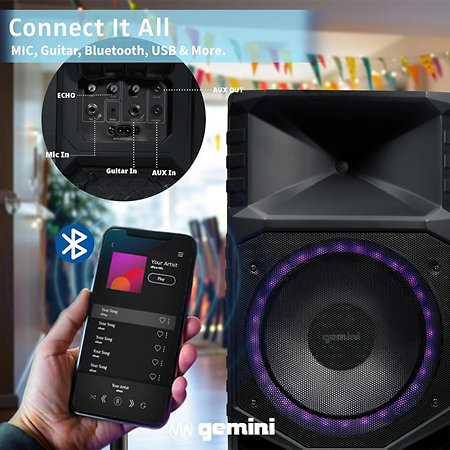 GXP-T1500 Bluetooth Party Tower Speaker Gemini