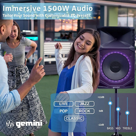 GXP-T1500 Bluetooth Party Tower Speaker Gemini