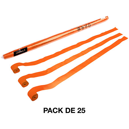 MAGIC FX Stadium Streamers Orange 20 m x 2,5 cm (Pack de 25)