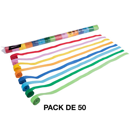 MAGIC FX Streamers papier Multicolore 10 m x 1,5 cm (Pack de 50)