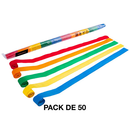 MAGIC FX Streamers papier Multicolore 10 m x 2,5 cm (Pack de 50)
