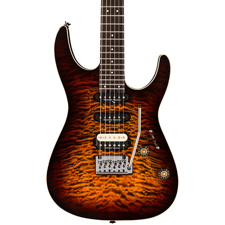 Pro-Mod Plus Dinky DK24 HSS EB QM Amber Tiger Eye Charvel