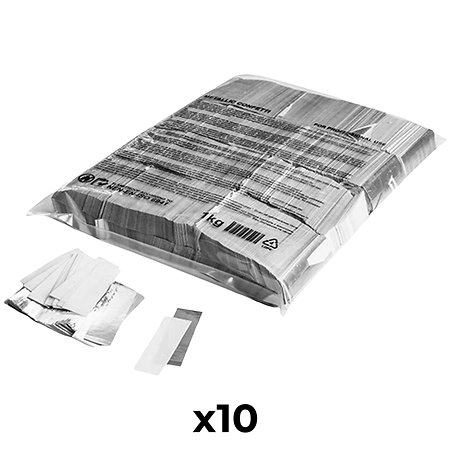 MAGIC FX Slowfall confetti rectangles PVC Blanc/argent 55 x 17 mm (Pack de 10)