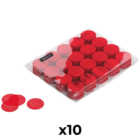 MAGIC FX Slowfall confetti rond papier bio Rouge 55 mm (Pack de 10)