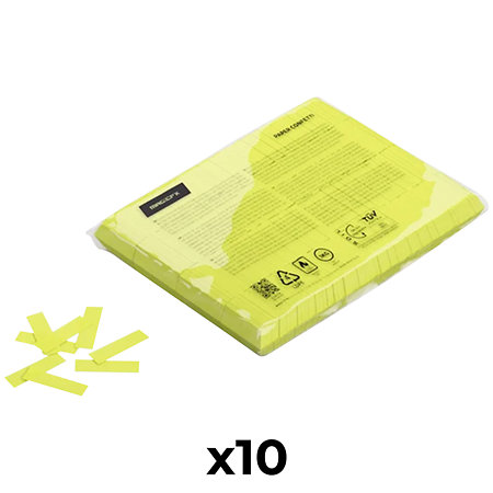 MAGIC FX Slowfall Confetti rectangle papier UV Jaune fluo 55 x 17 mm (Pack de 10)