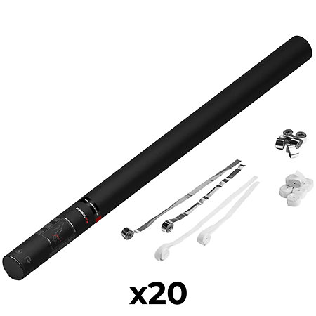 MAGIC FX Handheld Cannon Streamers Blanc/argenté 80 cm (Pack de 20)