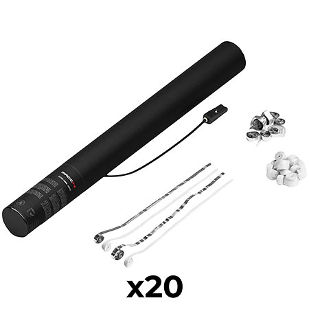 MAGIC FX Electric Cannon Streamers Blanc/argenté 50 cm (Pack de 20)