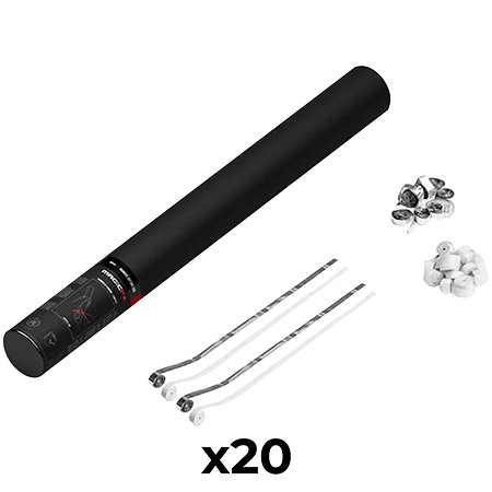 MAGIC FX Handheld Cannon Streamers Blanc/argenté 50 cm (Pack de 20)