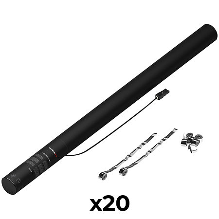 MAGIC FX Electric Cannon Streamers Argenté 80 cm (Pack de 20)