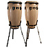 Paire de Congas en Bois 11.75" + 12.5" sur 2 Stands, Peau Fiberskyn 3, (Naturel) Remo