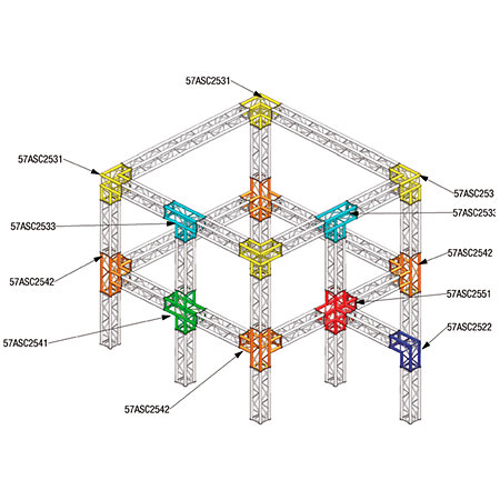 ASD ASC 2551 Angle structure carrée 5 départs 90 degrés 0,75m x 0,75m x 0,50m